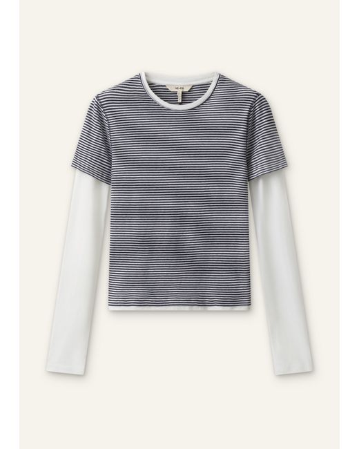 ME+EM Gray Micro Stripe Double Layer Top-Soft