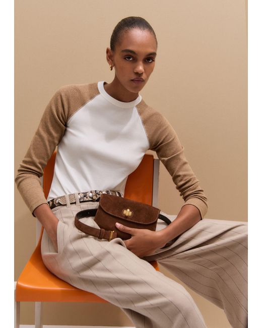 ME+EM Brown Ultimate Slim Baseball Top