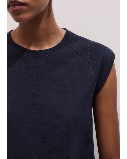 ME+EM Blue Cap Sleeve Crew Neck Swing Tee