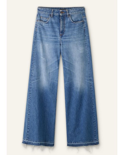 ME+EM Blue Distressed Ultimate Wide-Leg Jean Authentic