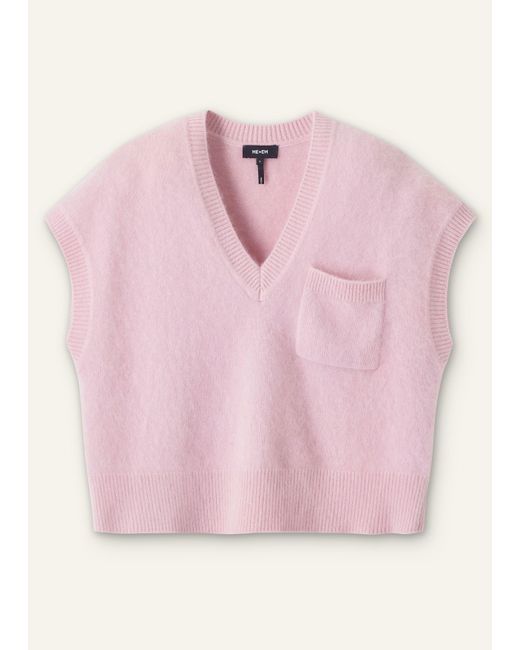 ME+EM Pink Brushed Cashmere V-Neck Vest