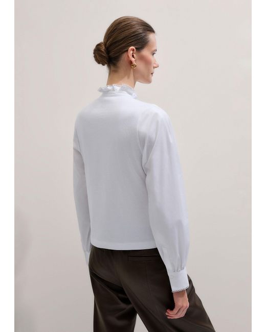 ME+EM Gray Frill Neck Layering Blouse