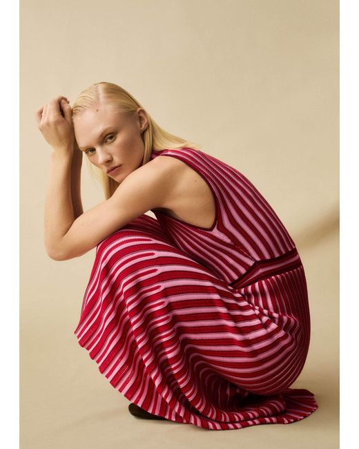 ME+EM Textured Stripe Knit Maxi Dress
