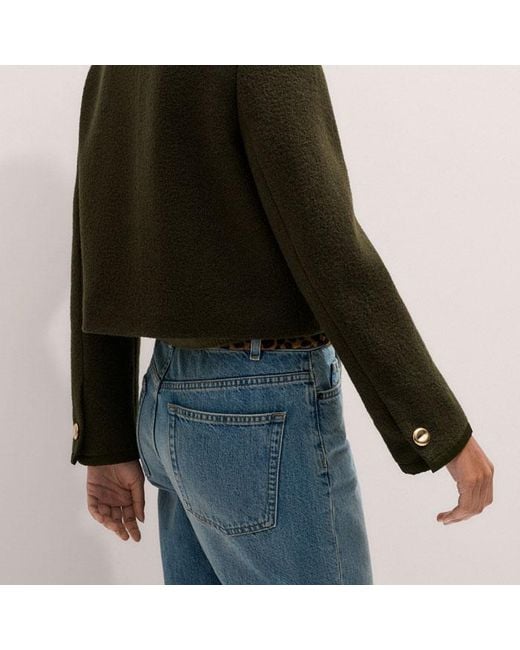 ME+EM Green Straight Cropped Bound Jacket