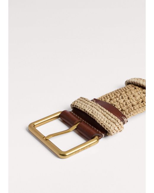 ME+EM Natural Wide Raffia Belt Toast-Tan