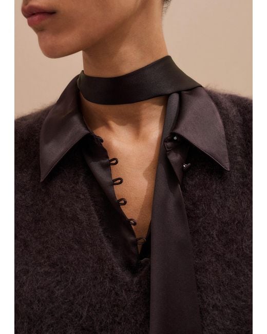 ME+EM Black Brushed Cashmere V-Neck Straight Knit Vest