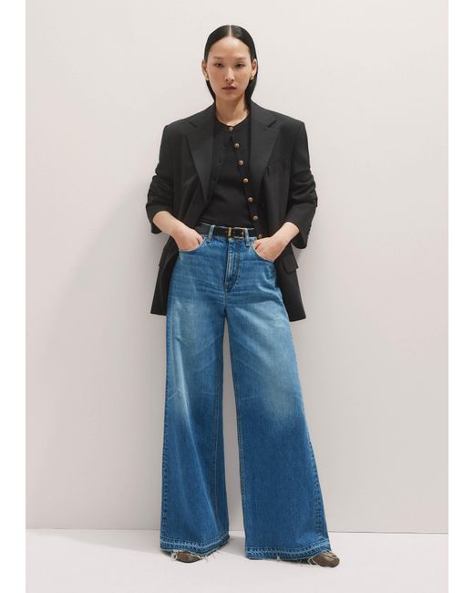 ME+EM Blue Distressed Ultimate Wide-Leg Jean Authentic