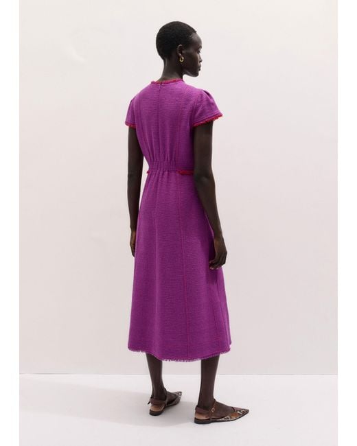 ME+EM Purple Fringe Detail Fit And Flare Midi Dress