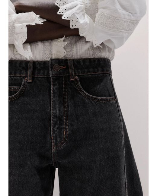 ME+EM Black Cropped Exaggerated Taper Jean