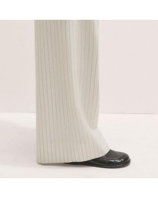 ME+EM Natural Italian Wool-Blend Pinstripe Double Pleat Wide Leg Trouser