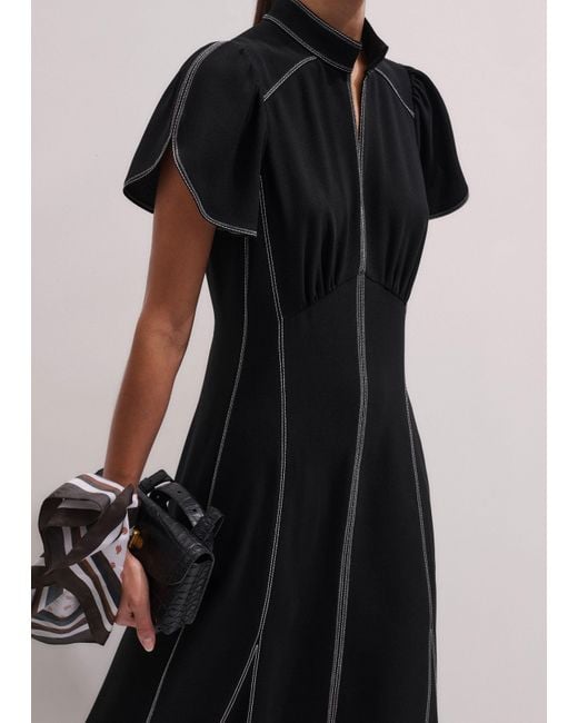 black belted midi dress Midi Black Dress With Belt S