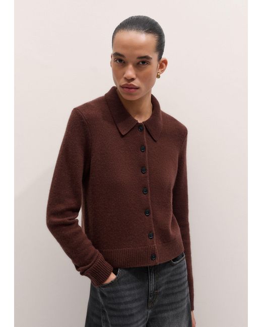 ME+EM Blue Cashmere Straight Button Through Cardigan