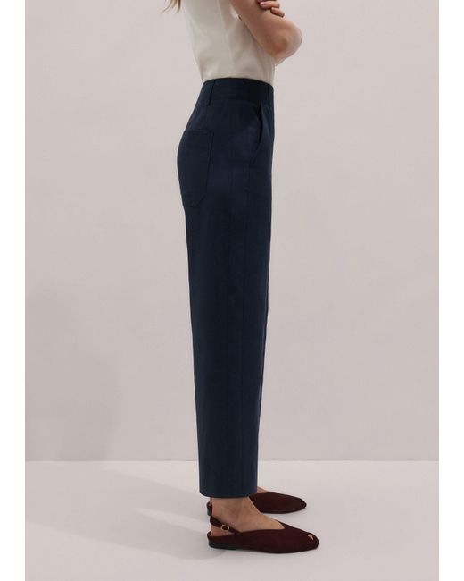 ME+EM Blue Straight Crop Trouser