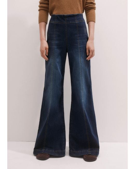 ME+EM Blue Palazzo Travel Jean Dark Wash