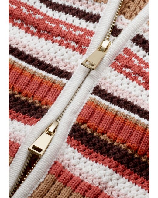 ME+EM Textured Stripe Straight Zip Tee Cinnamon Multi