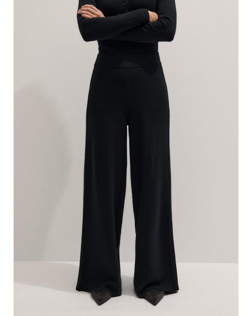 ME+EM Black Silk Knit Evening Palazzo Pant