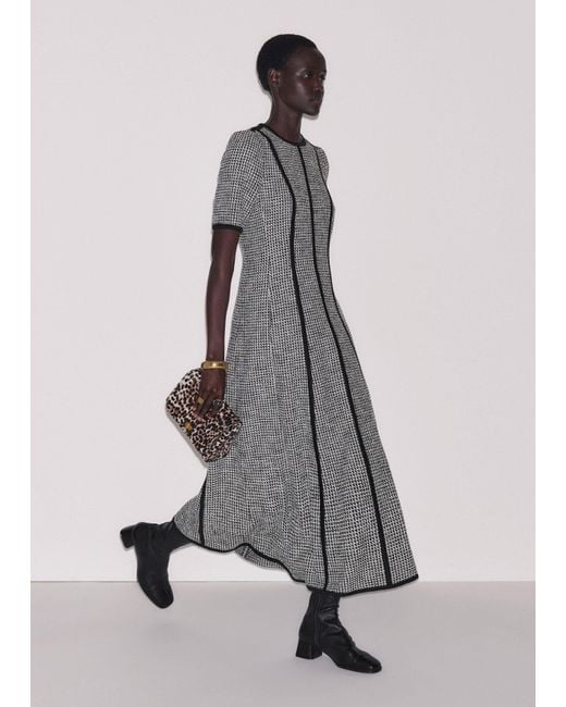 ME+EM Gray Panelled Fit And Flare Maxi Dress-Light Cream
