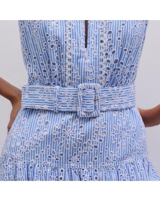 ME+EM White Broderie Anglaise Fit And Flare Maxi Dress + Belt
