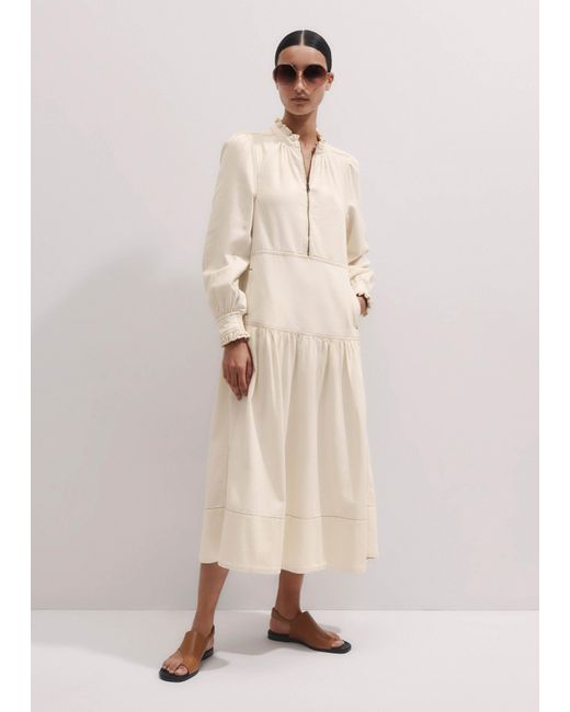 ME+EM Natural Washed Denim Midi Dress