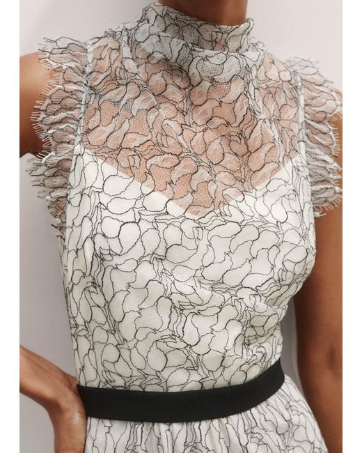 ME+EM Multicolor Monochrome Lace Midi Dress + Belt