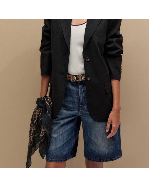 ME+EM Blue Crease-Less Linen Deconstructed Lightweight Summer Blazer