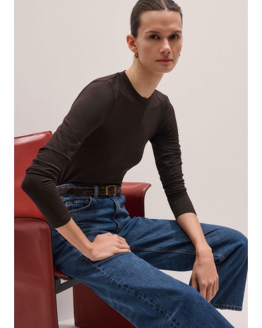 ME+EM Blue Slim Crew Neck Top