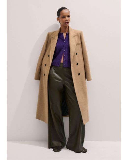 ME+EM Purple Brushed Cashmere Button Through Straight Knit Tee