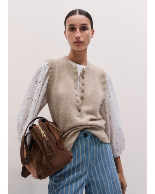 ME+EM White Broderie Anglaise Balloon Sleeve Top