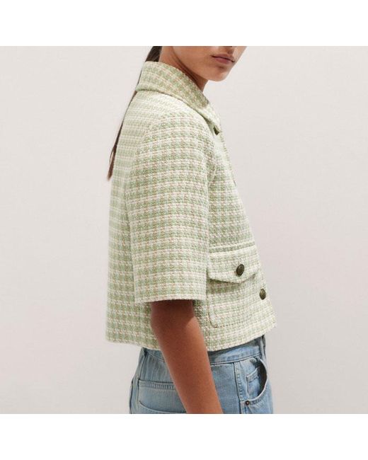 ME+EM Natural Dogtooth Short Sleeve Jacket