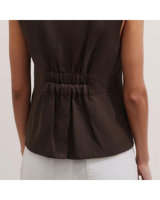 ME+EM Multicolor Linen Blend Deconstructed Vest
