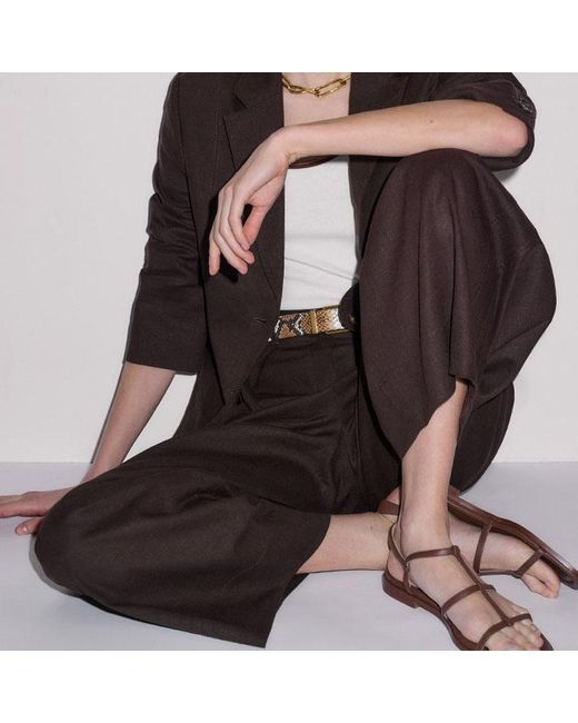 ME+EM Brown Crease-Less Linen Deconstructed Lightweight Summer Blazer