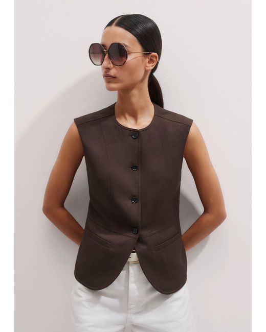 ME+EM Multicolor Linen Blend Deconstructed Vest
