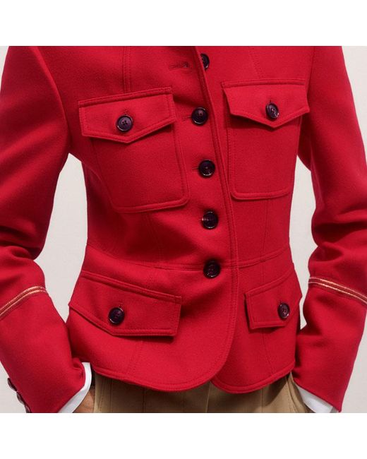 ME+EM Red Italian Wool Twill Military Jacket