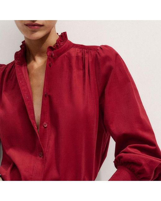 ME+EM Red Super Soft Micro Cord Blouse