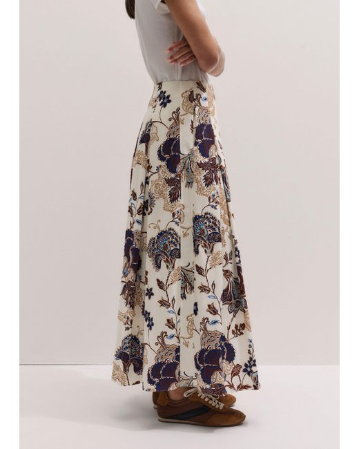 ME+EM White Grand Paisley Print Maxi Skirt