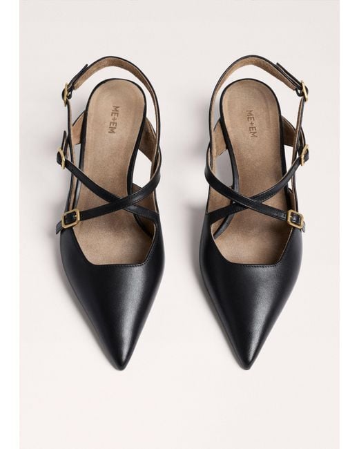 ME+EM White Pointy Multi Strap Kitten Heel