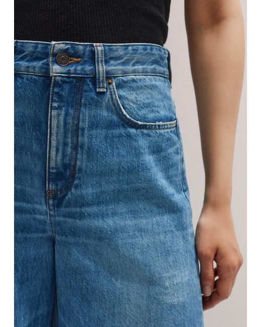 ME+EM Blue Distressed Ultimate Wide-Leg Jean Authentic