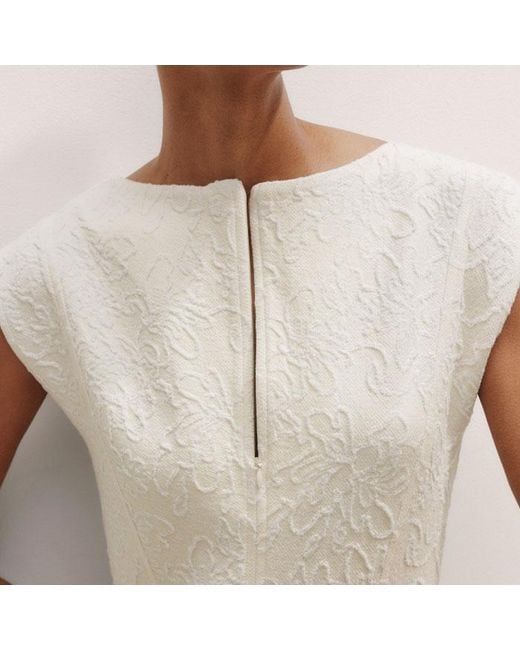 ME+EM Natural Floral Jacquard Midi Dress