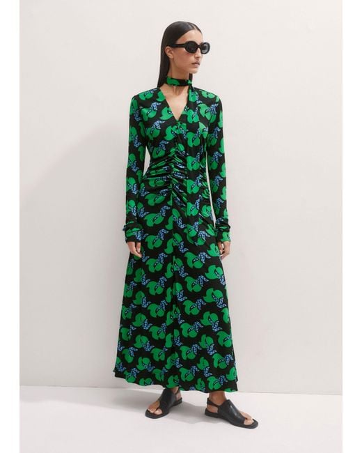 ME+EM Green Crepe Birds Of Paradise Maxi Dress + Belt