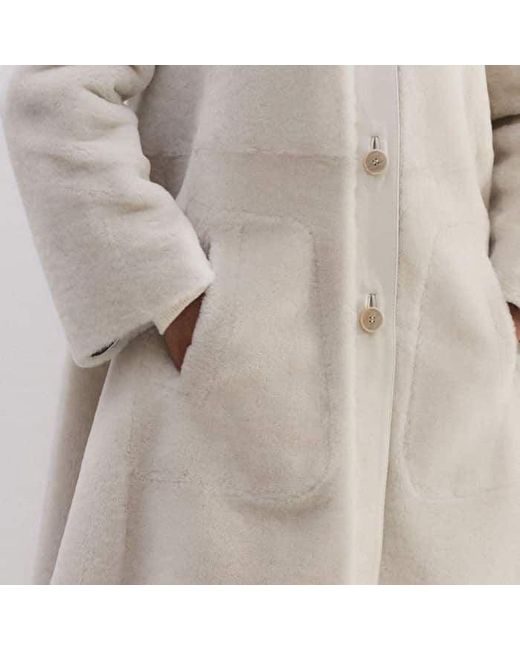ME+EM Natural Luxe Shearling Leather-Mix Swing Coat
