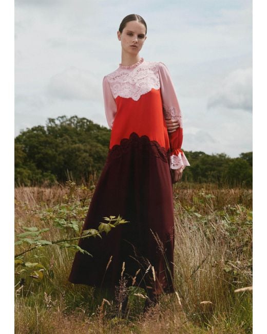 ME+EM Multicolor Silk Color Block Lace Maxi Dress + Belt