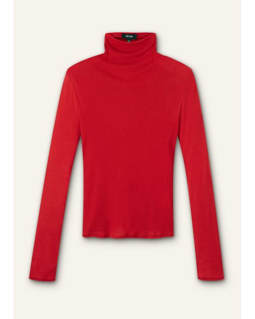 ME+EM Red Sheer High Neck Top