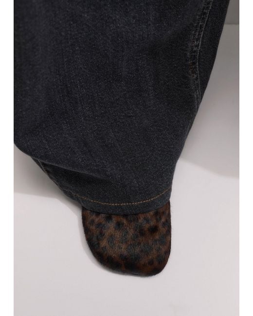 ME+EM Brown Animal Print Asymmetric Slipper Dark Chocolate