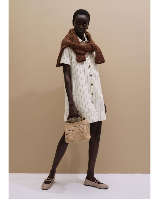 ME+EM Natural A-Line Mini Dress Ecru