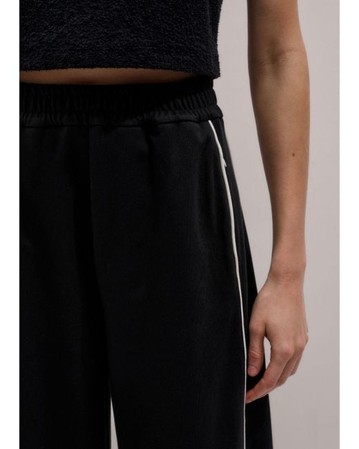 ME+EM Black Wide Barrel-Leg Track Pant-Light Cream