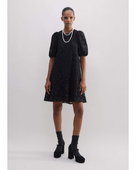 ME+EM Black Lined Lace Mini Dress