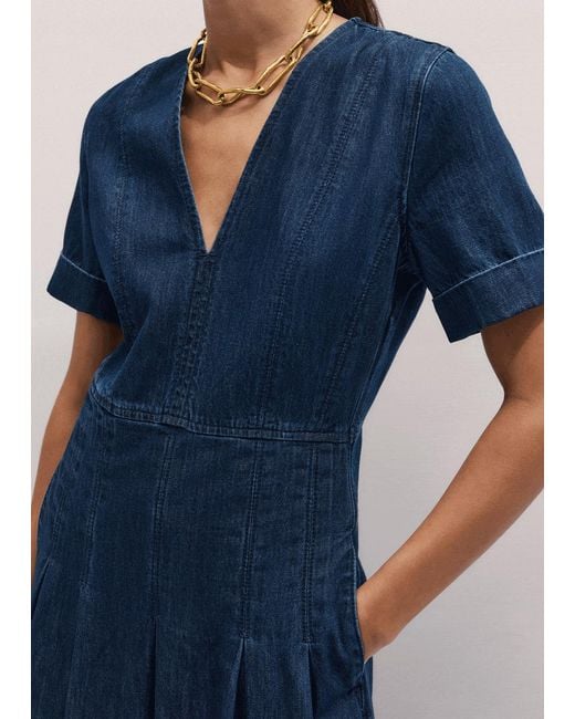 ME+EM Blue Panelled Fit And Flare Maxi Dress