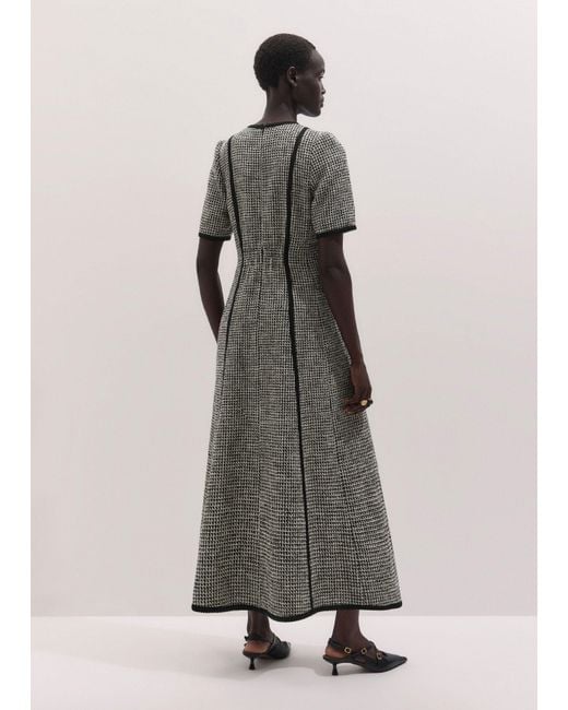 ME+EM Gray Panelled Fit And Flare Maxi Dress-Light Cream