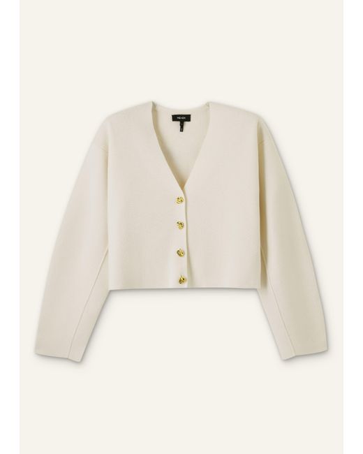 ME+EM Natural Merino Cotton Milano Knit Extreme Sleeve Crop Cardi