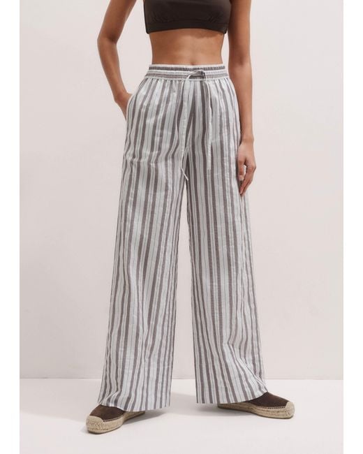 ME+EM Green Summer Stripe Drawstring Beach Trouser